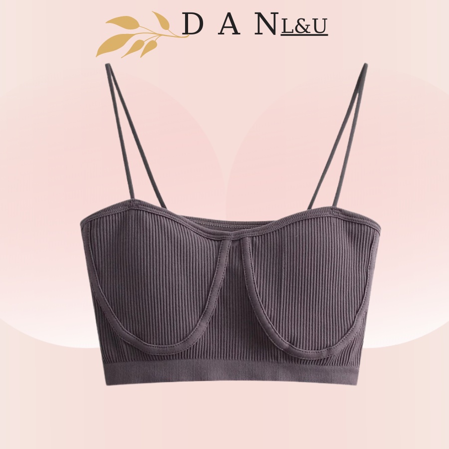 Áo Ngực Bra Hai Dây Chất Cotton Gân Tăm Viền Nổi Sexy DAN L&amp;U 1821