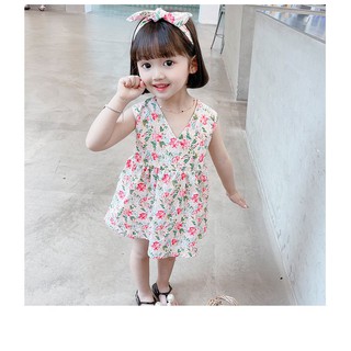 Đầm hoa bé gái gồm băng đô