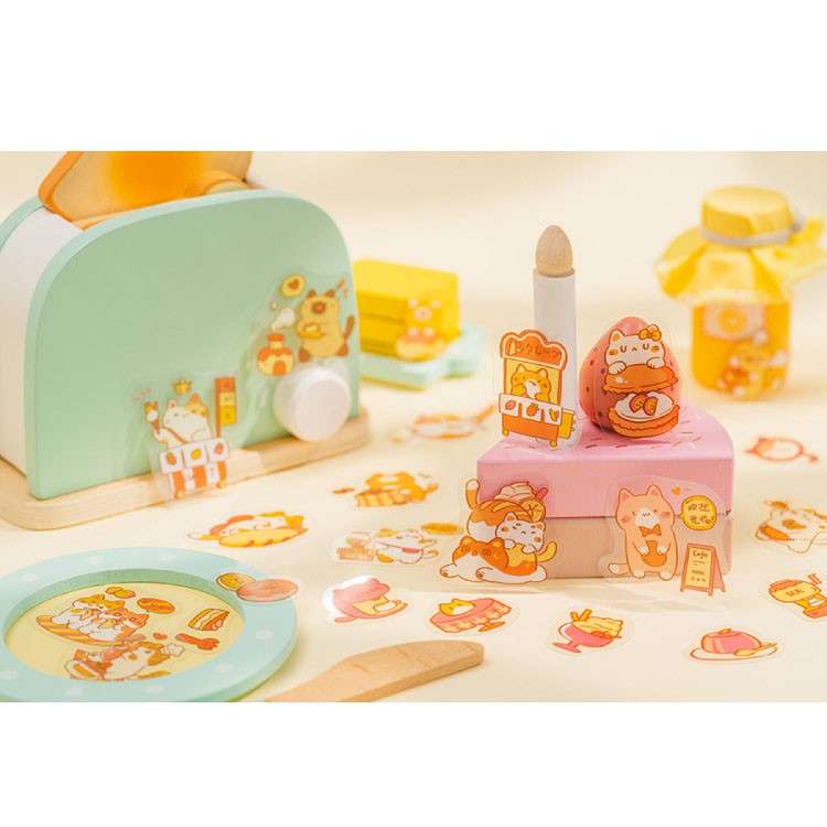 Set 45 miếng sticker dán sổ,sticker trang trí sổ dễ thương hình mèo chống nước dùng trang trí bình nước nón bảo hiểm