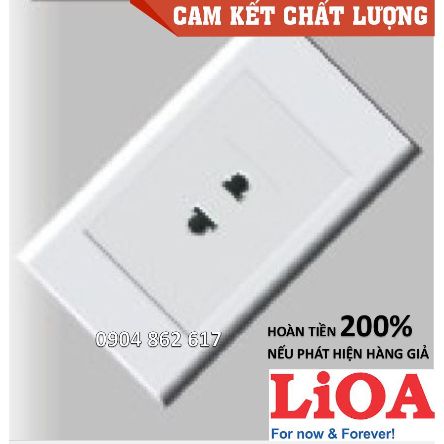 Mặt 1 ổ cắm LiOA chính hãng, Nhựa TRẮNG, tiếp điểm ĐỒNG