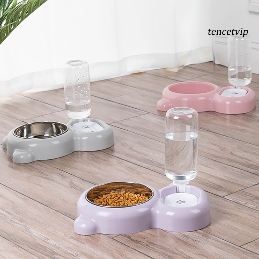 Tô đựng thức ăn và nước uống hai chức năng thiết kế gấu hoạt hình đáng yêu dành cho thú cưng