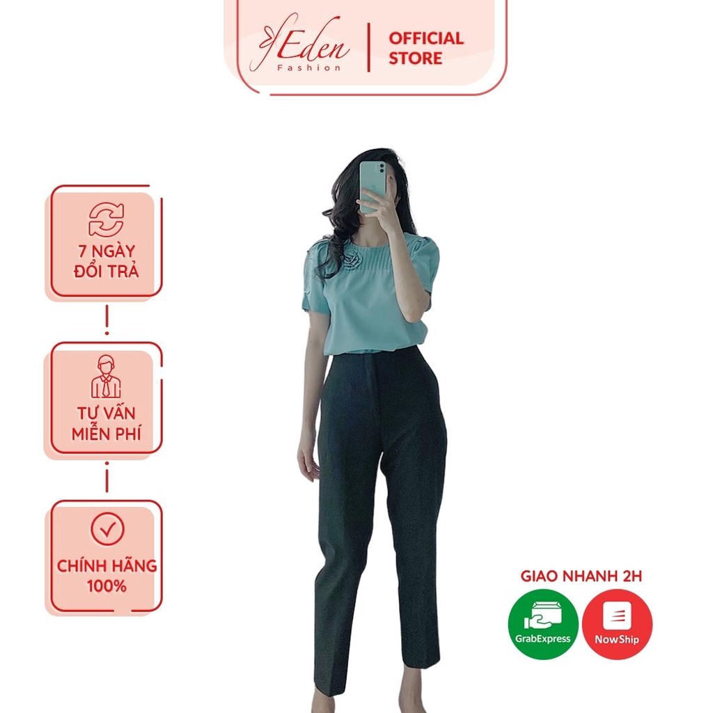Quần tây công sở nữ baggy thời trang Eden lưng trơn có túi chất liệu mềm mịn mát đường may tỉ mỉ dễ phối đồ - Q009