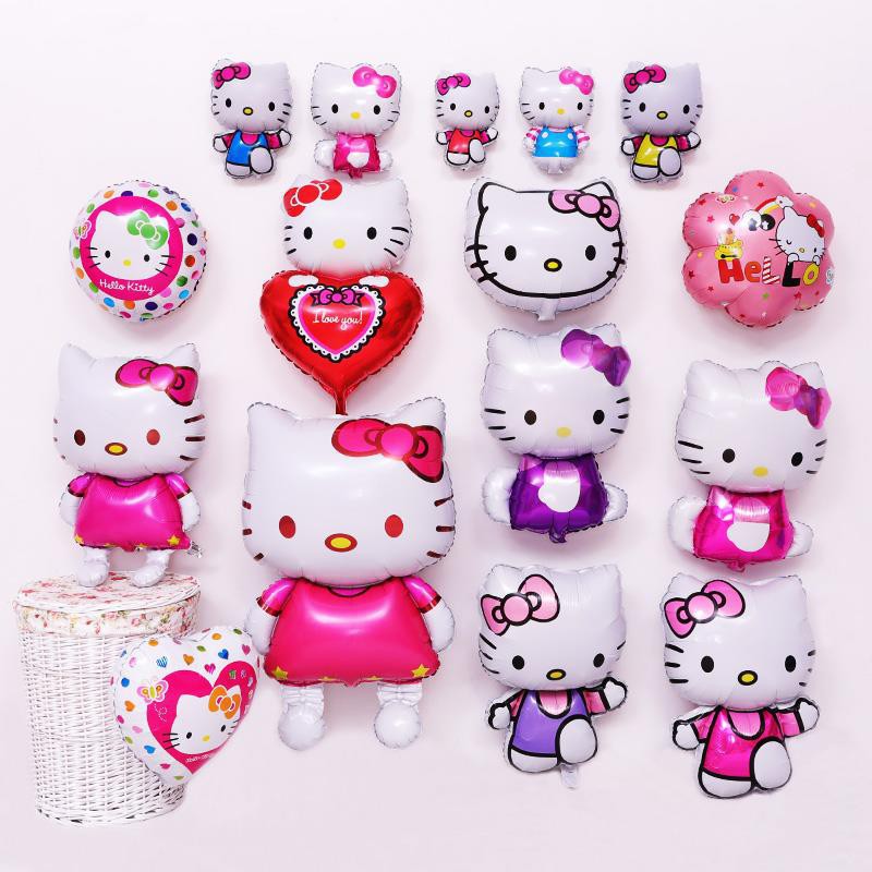Bóng Nhôm Mèo Kitty, Doraemon, Bóng Kiếng Hình Hello Kitty, Mèo Máy Doremon