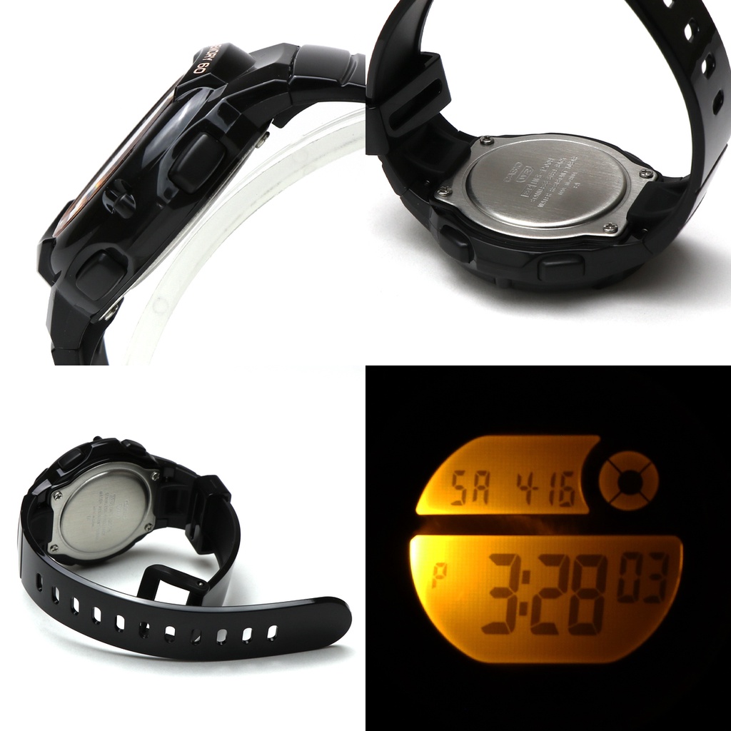 Đồng Hồ Casio Unisex LWS-1200H-1AVDF Dây Nhựa Màu Đen | Viền Màu Vàng Hồng | WR100M | Pin 5 Năm