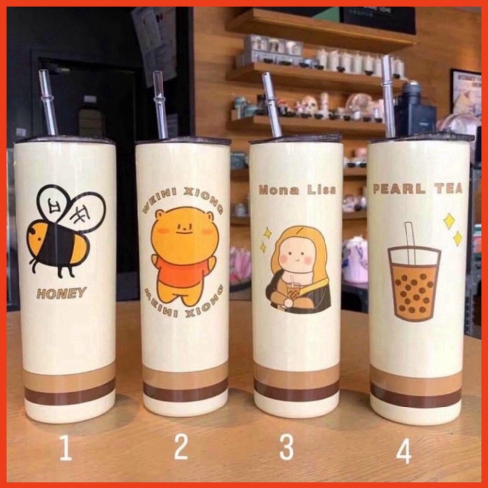 Ly giữ nhiệt Bình giữ nhiệt 650ml tặng kèm ống hút không bị toát mồ hôi