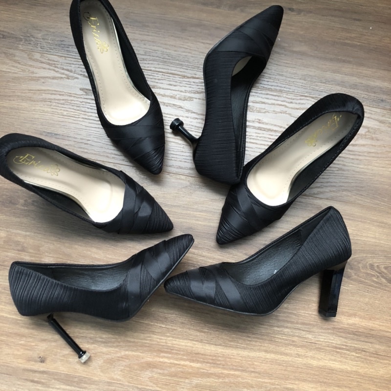 GIÀY CAO GÓT NỮ GÓT NHỌN MŨI PHỐI DÂY VẢI SATIN SANG CHẢNH H26