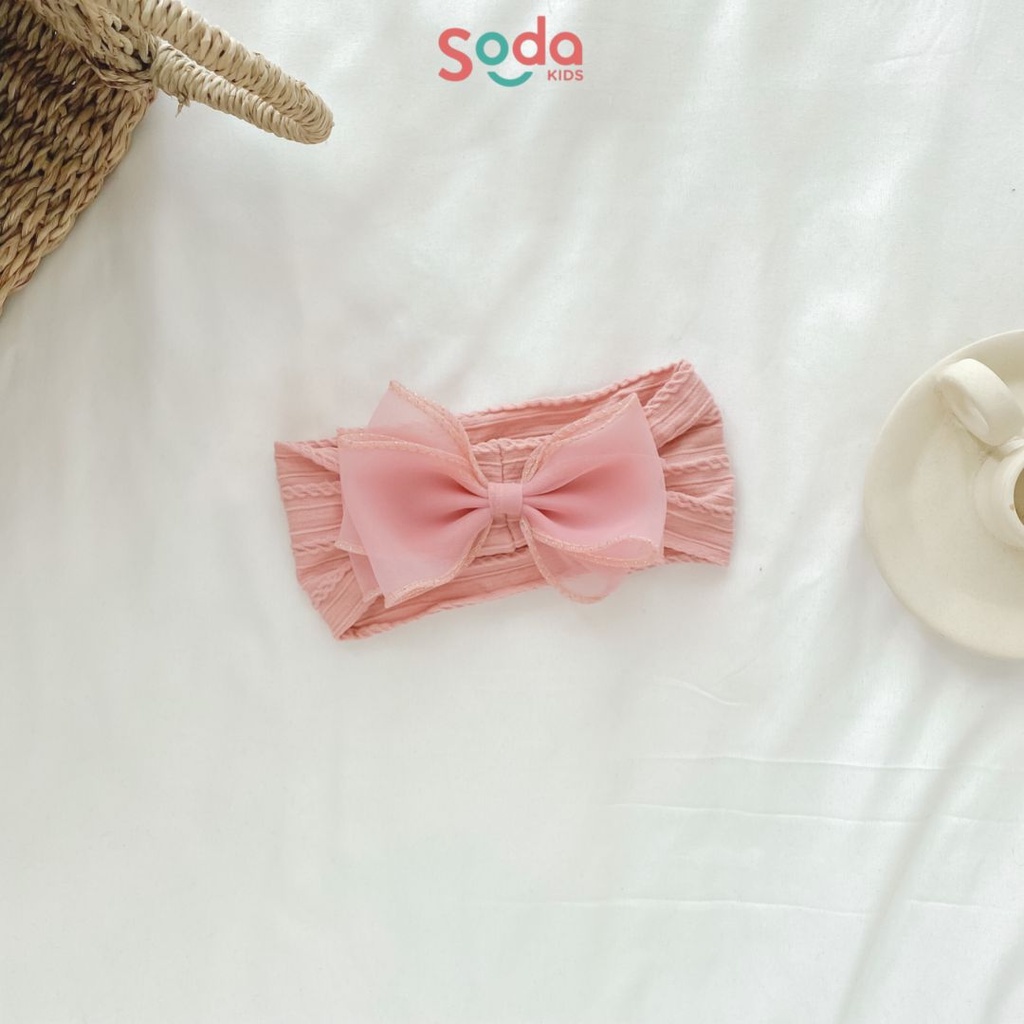 Băng đô thun gân nơ voan dành cho bé gái (Ảnh thật)