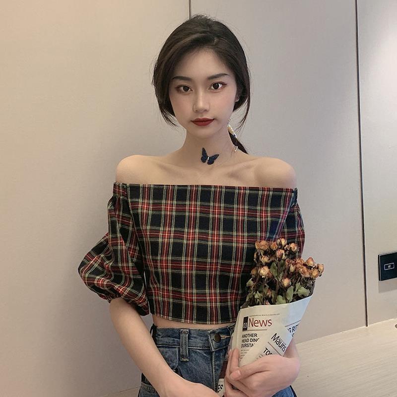 Áo Sơ Mi Kẻ Sọc Ca Rô Cổ Trái Tim Nhỏ Thiết Kế Cổ Điển Mùa Hè Thiết Kế Mới Dành Cho Nữ