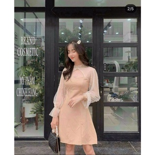Đầm bánh bèo xòe phối lưới cổ tàu xinh xinh - 78148