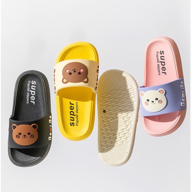 Dép lê gấu Bear, dép quai ngang cho bé trai, bé gái 3-8 tuổi đi trong nhà chống trơn Tula store