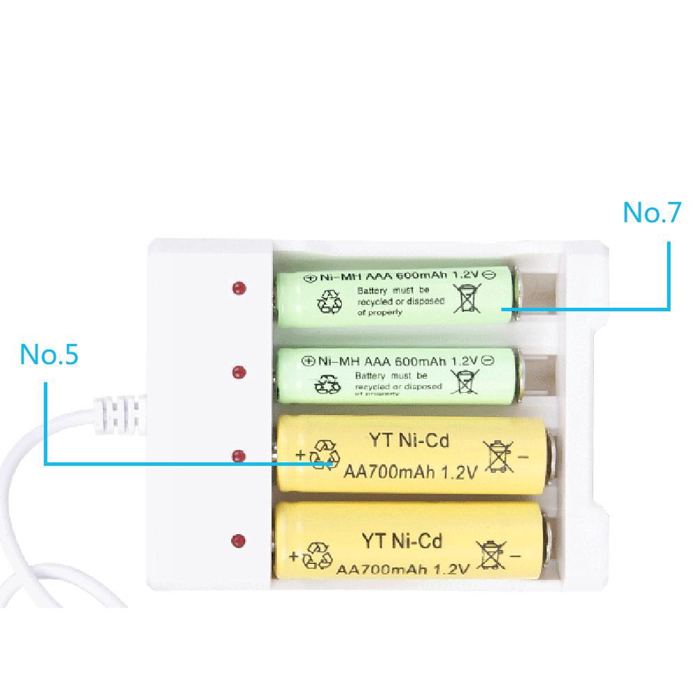 USB 4 Slots Bộ sạc pin sạc nhanh Bảo vệ ngắn mạch Trạm sạc pin AAA và AA