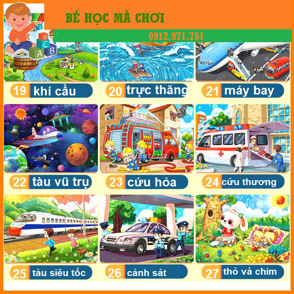 [Bán giá gốc] - Tranh xếp hình gỗ Puzzle 60 pcs có bảng gỗ kèm theo ( LINK 1)