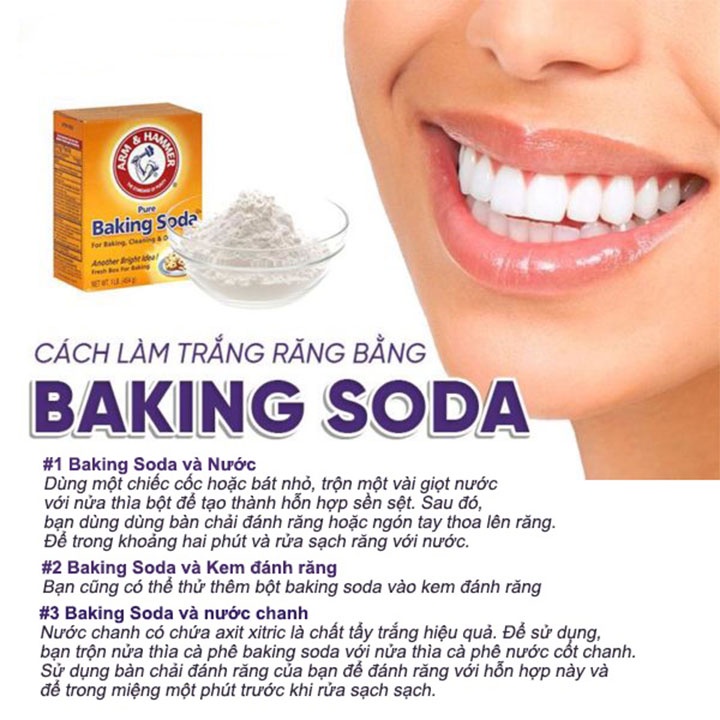 Bột Nở Baking Soda đa công dụng khử mùi, diệt khuẩn, tẩy rửa, chăm sóc da, bột làm bánh hộp giấy 454g Nhập Khẩu Mỹ