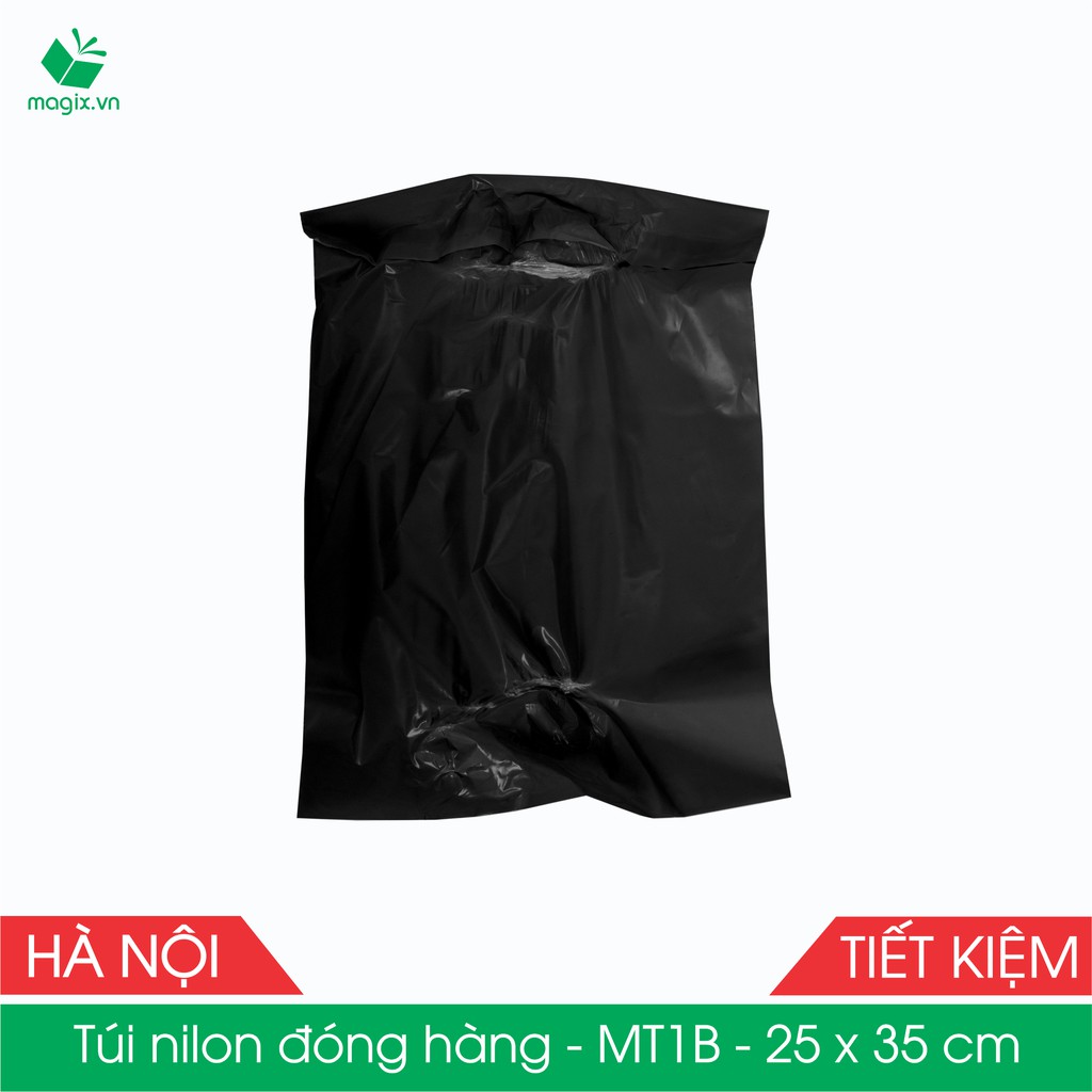 MT1B - 25x35 cm - Túi nilon TIẾT KIỆM gói hàng - 100 túi niêm phong đóng hàng màu ĐEN