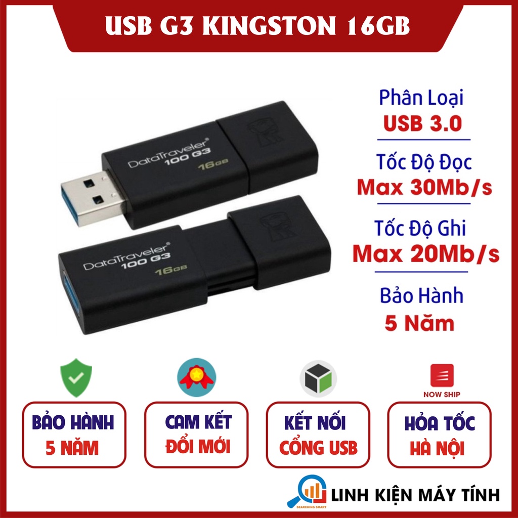 USB Kingston 3.0 DT100G3 16GB - Hàng nhập khẩu - Bảo hành 5 năm !!!