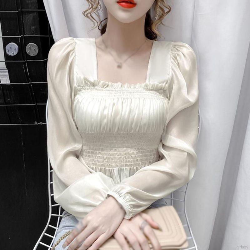 Áo sơ mi chiffon tay phồng hợp thời trang cho nữ