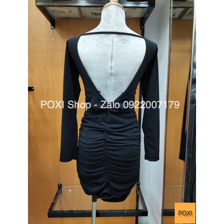 [ẢNH THẬT] Đầm Body Tay Dài Hở Lưng Tinh Tế (ĐEN+XÁM) | BigBuy360 - bigbuy360.vn