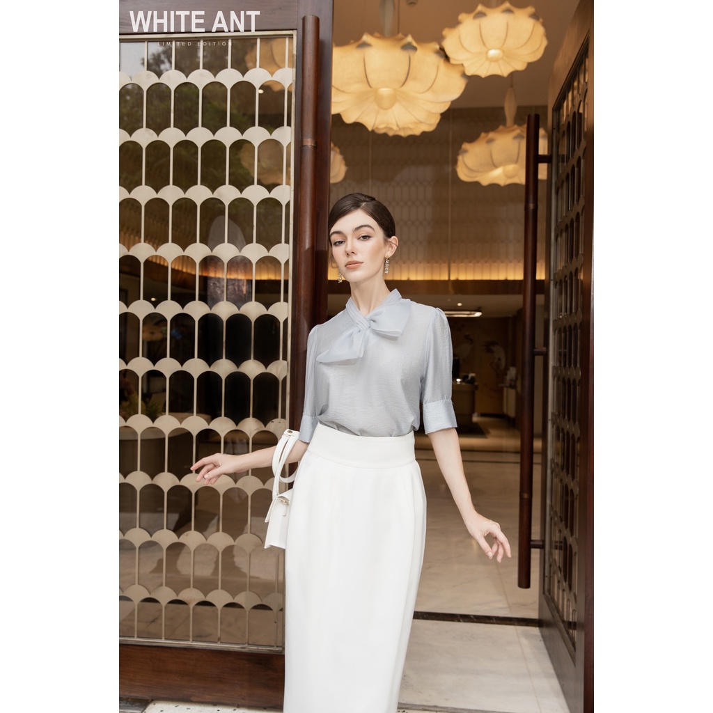 Chân Váy Bút Chì Dáng Dài Xếp Ly Nữ White Ant, EUNICE PENCIL SKIRT Chất Liệu vải TENCEL, Hàng Thiết Kế Cao Cấp 110100080