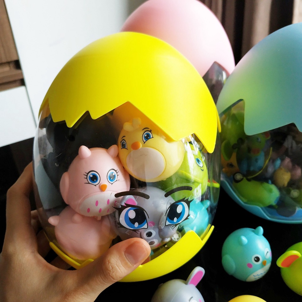 Đồ chơi thú chạy bằng cót set 20 con đựng trong hộp trứng