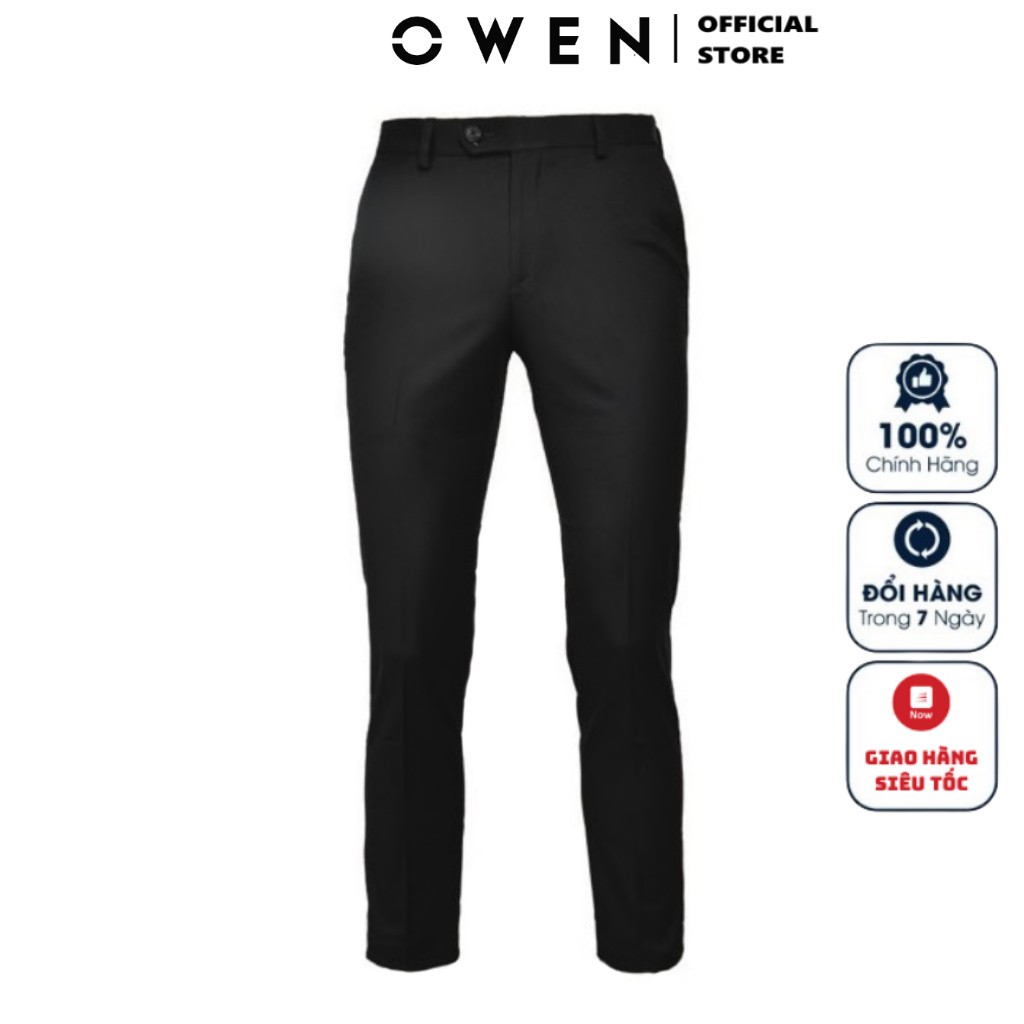 Quần Tây Nam Owen QS22766 Quần Âu Nam Màu Đen Caro Chìm Kiểu Dáng Slim Fit Chất Liệu Nano