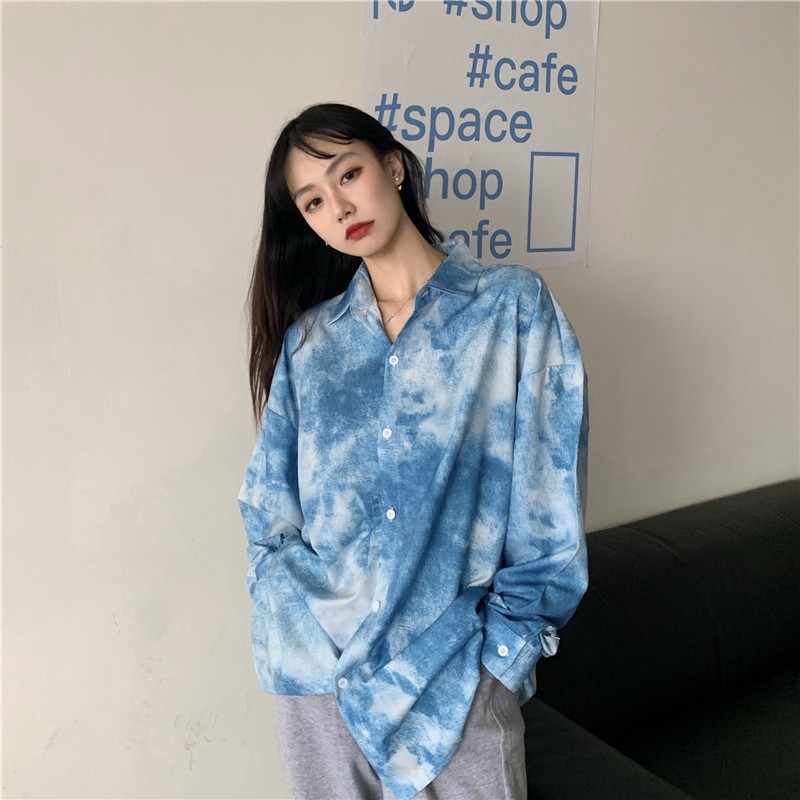 Áo Sơ Mi Nữ Tay Dài Dáng Rộng Phong Cách Hàn Quốc Thời Trang Mùa Thu