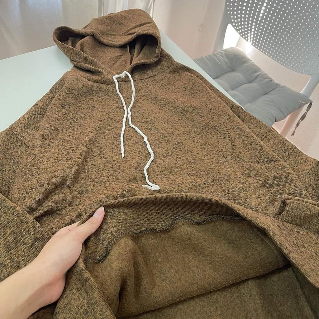 Áo hoodie nỉ bông form rộng dày dặn có mũ unisex nam nữ NÂU CAFE Áo khoác mặc đôi giá rẻ