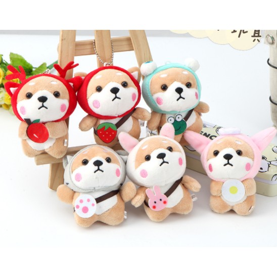 shiba bông chó bông gấu bông 25cm G25B36 cún bông shiba mặc áo thú 10cm