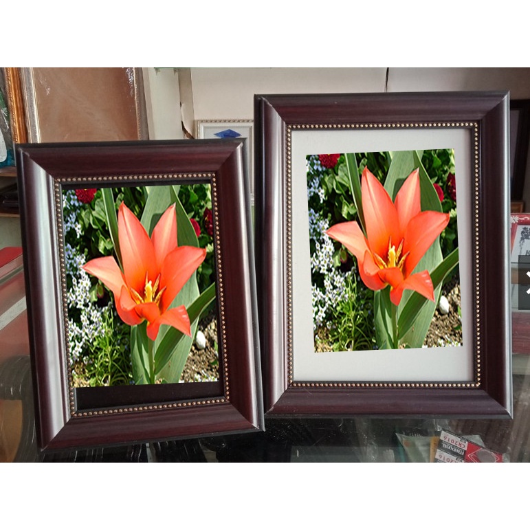 Khung ảnh thờ 20x25 viền màu nâu chấm bi nhỏ đơn giản sang trọng