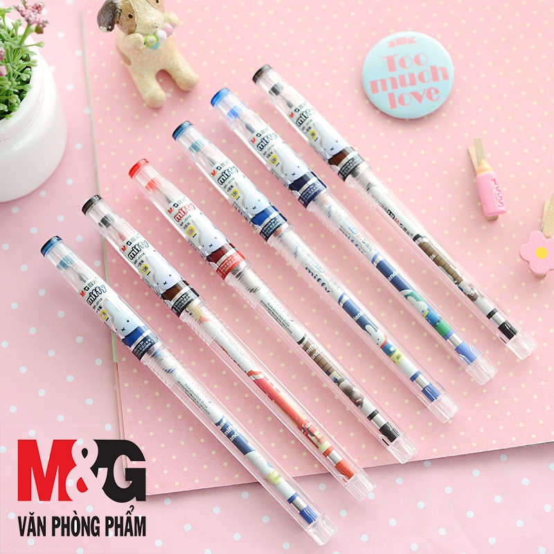 Bút Nước M&amp;G (0.5mm) Nắp Bật Hình Thỏ MF2018B - Mực Xanh