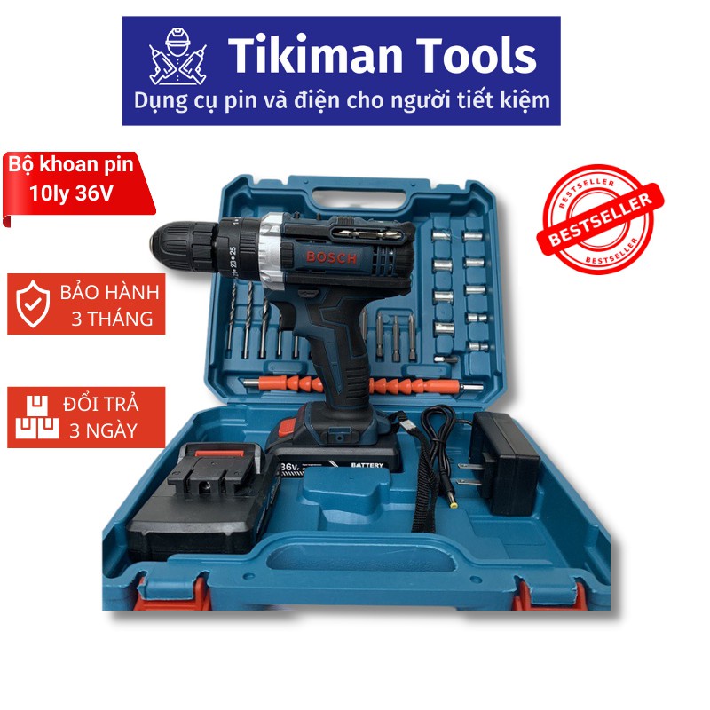 ♕MÁY KHOAN PIN BẮT VÍT BOSCH 36V đầu 10ly - 3 CHỨC NĂNG ĐẦY ĐỦ ĐỒ NGHỀ TƯỜNG BẮN