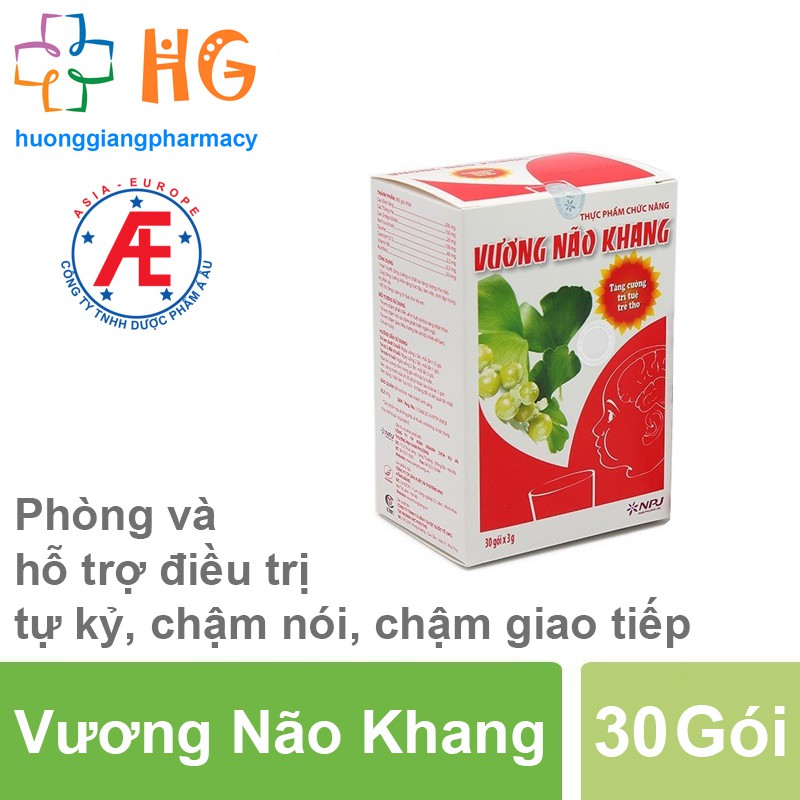 Cốm vương não khang - Phòng và hỗ trợ điều trị chậm nói, chậm giao tiếp ở trẻ em (Hộp 30 gói)