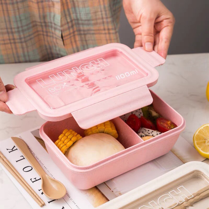 Hộp cơm giữ nhiệt lúa mạch an toàn cho sức khỏe RUGUO 1100ml cho dân văn phòng tặng kèm đũa thìa cao cấp | BigBuy360 - bigbuy360.vn