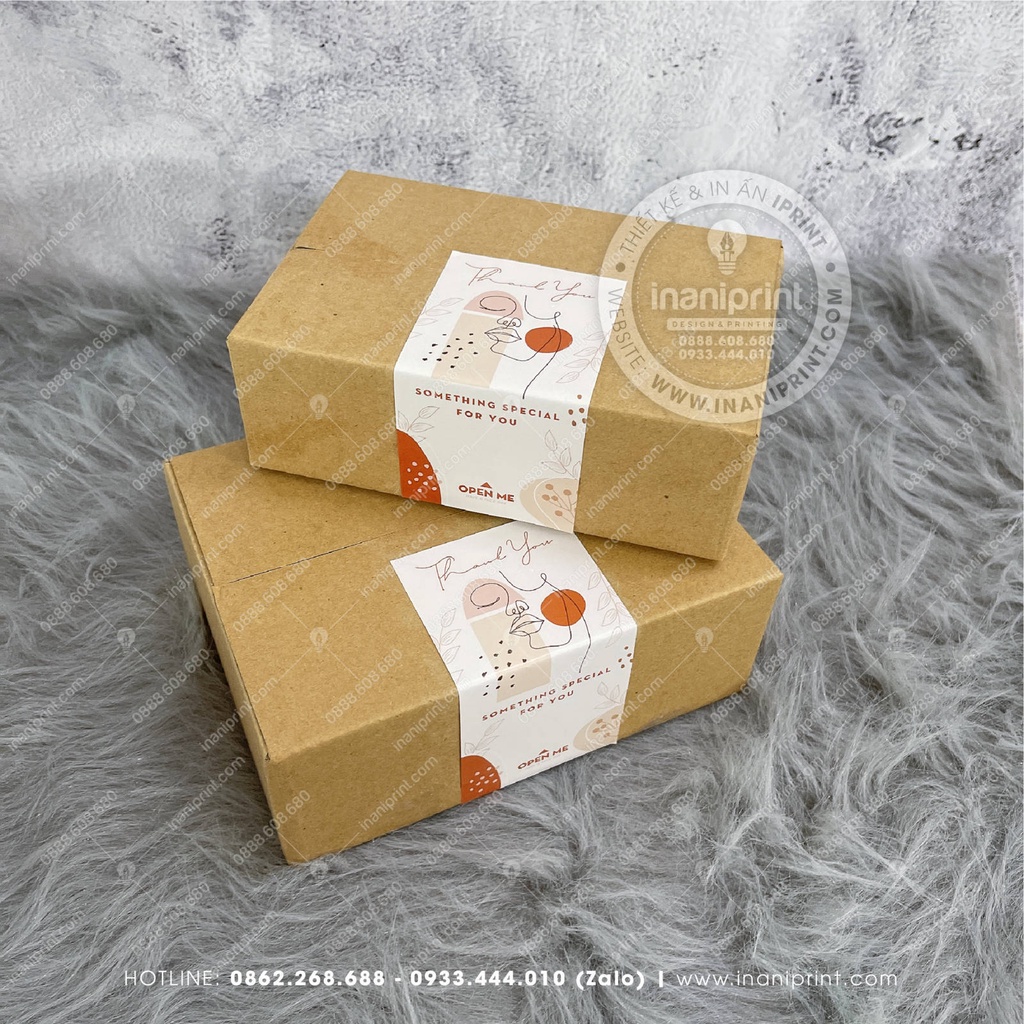 Tem Nhãn Dán Hộp Carton, Tem Cám Ơn Thank You Dán Niêm Phong Hộp Carton Giá Rẻ - Size 11x5.5cm - Có Keo Mặt Sau Dán