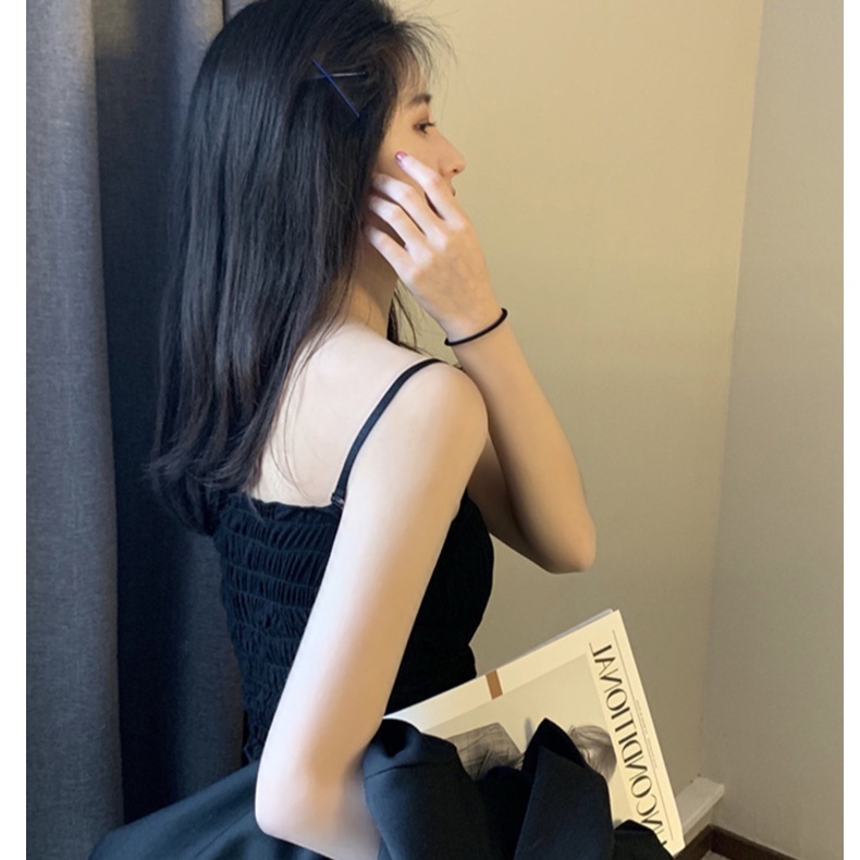 Áo Bra Nữ Áo Lót Ống Ngắn Ôm Dáng Xếp Ly Kiểu Hồng Kông Cổ Điển Dễ Thương Cho Nữ Mặc Ngoài Trời Hyuna Influencer ins