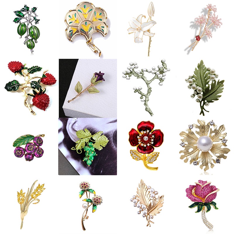Ghim Cài Áo Hình Hoa Quả Đính Đá Tinh Xảo Thời Trang Cao Cấp Cho Nữ