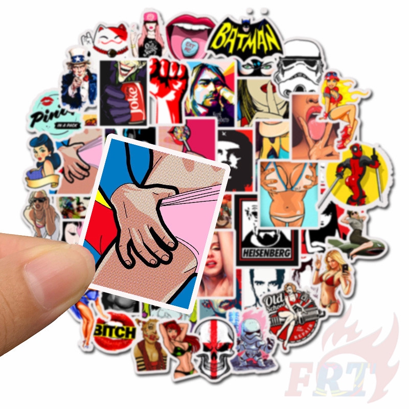 ❉ Miếng Dán Họa Tiết Graffiti Phong Cách Hip hop 01 Vui Nhộn ❉ Set 50 Miếng Dán Chống Thấm Nước Thời Trang Dùng Để Trang Trí Vali/Laptop/Ván Trượt