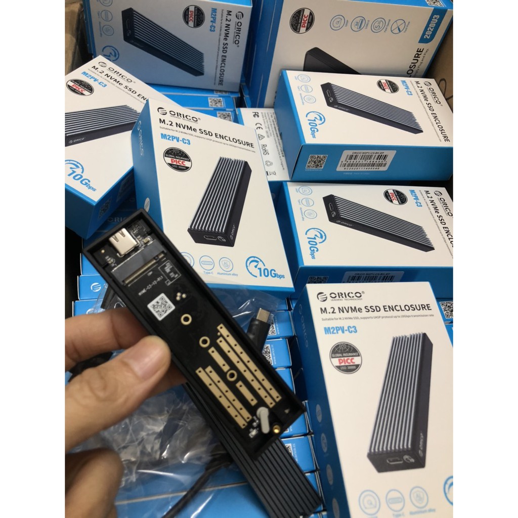 Box Ổ Cứng SSD M.2 NVMe PCIe ORICO M2PV-C3 Chuẩn Kết Nối USB 3.1 Type-C (Biến SSD M2 NVMe thành ổ cứng di động)