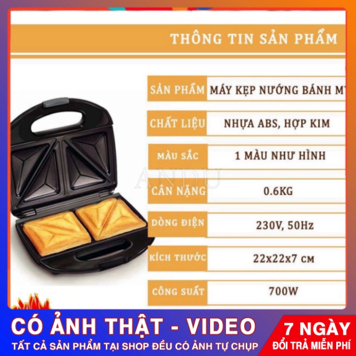 Máy Kẹp Nướng Bánh Mì NIKAI, Ép Bánh Sandwich, Rán Trứng, Làm Đồ Ăn Sáng, Nướng Thịt 2 Mặt Đa Năng   - MTX Mart