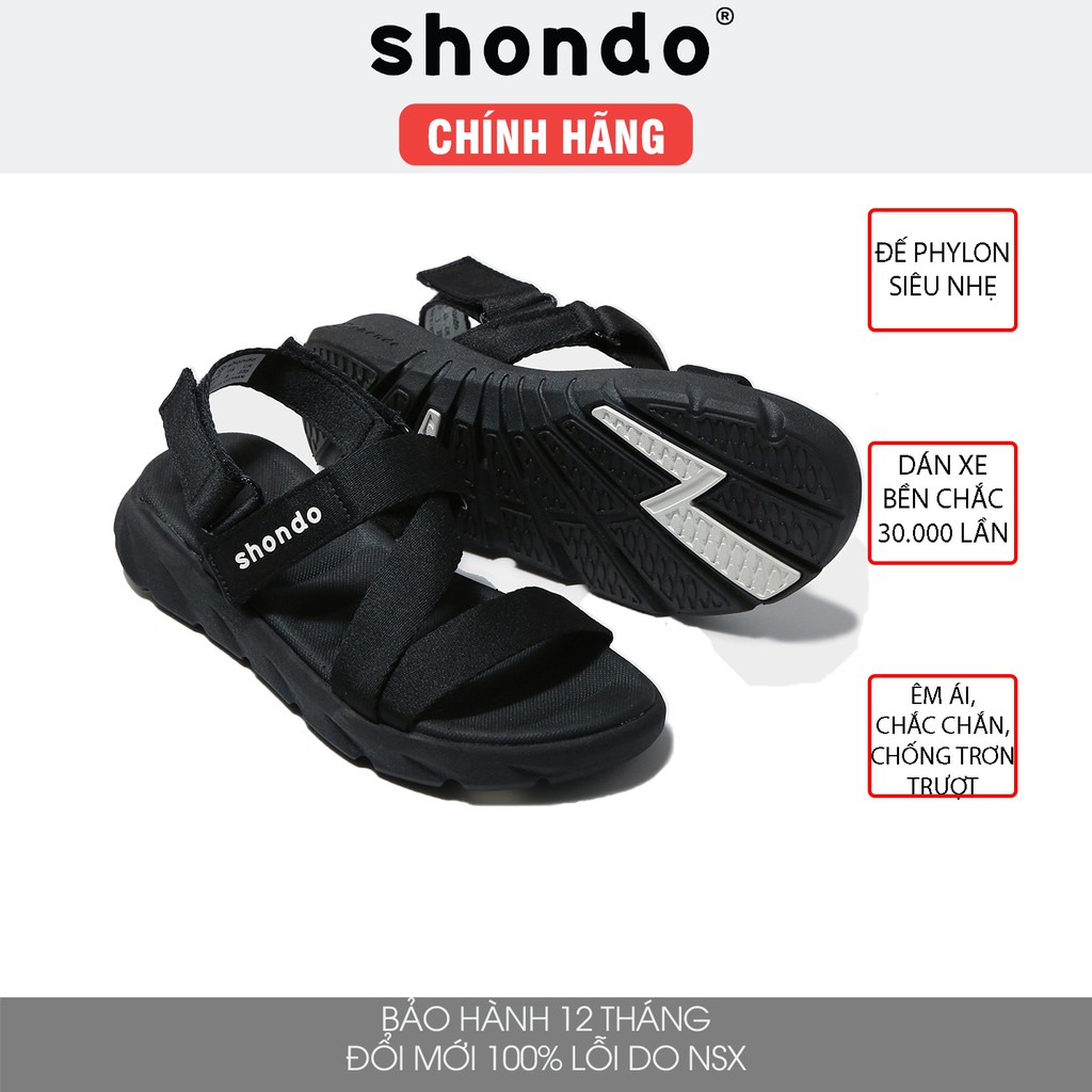 Giày sandal nam nữ màu đen Shondo shat F6 sport F6S301