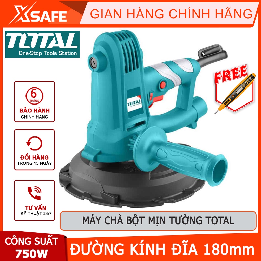 Máy chà bột mịn tường TOTAL TDWS7501 công suất 750W, kèm 5 miếng chà nhám, 1 ống ruột gà và 1 túi bụi - [XSAFE]