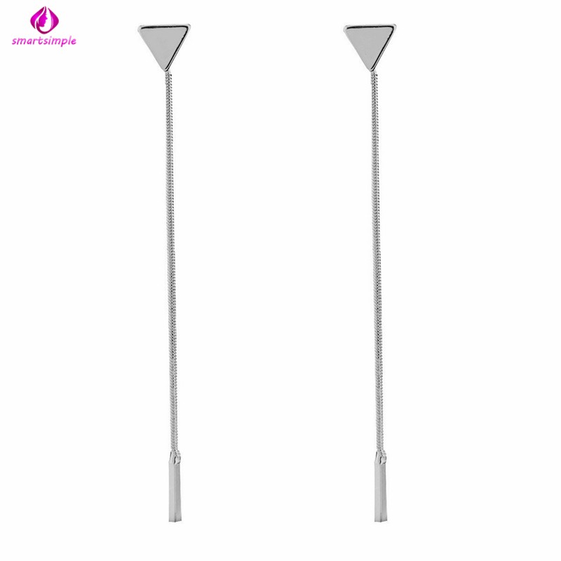 Đôi Khuyên Tai Dáng Dài Phối Hình Tam Giác Màu Vàng / Bạc Dành Cho Phụ Nữ