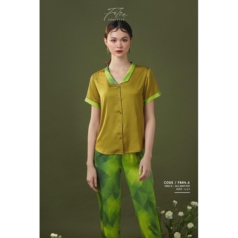 Folie Homewear đồ mặc nhà áo có tay quần dài lụa FB84.6