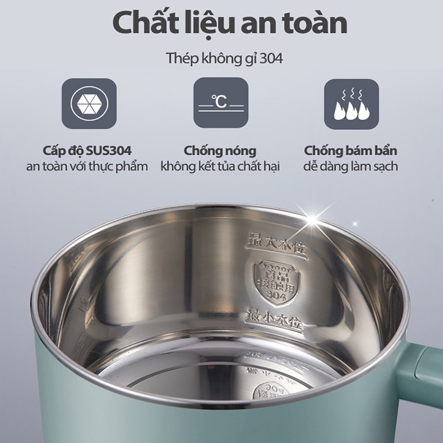 Nồi lẩu điện đa năng mini Bear 1.2L 600W, thiết kế nhỏ gọn tiện dụng, HomeMart – Hàng chính hãng BH 18 tháng