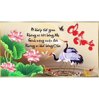Tranh đính đá tự làm-tranh cha mẹ