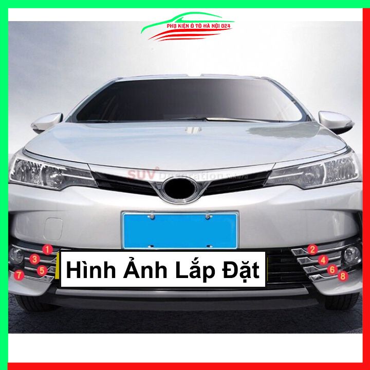 Ốp viền đèn gầm trước Altis 2018-2020 8 chi tiết mạ Crom chống trầy trang trí làm đẹp xe