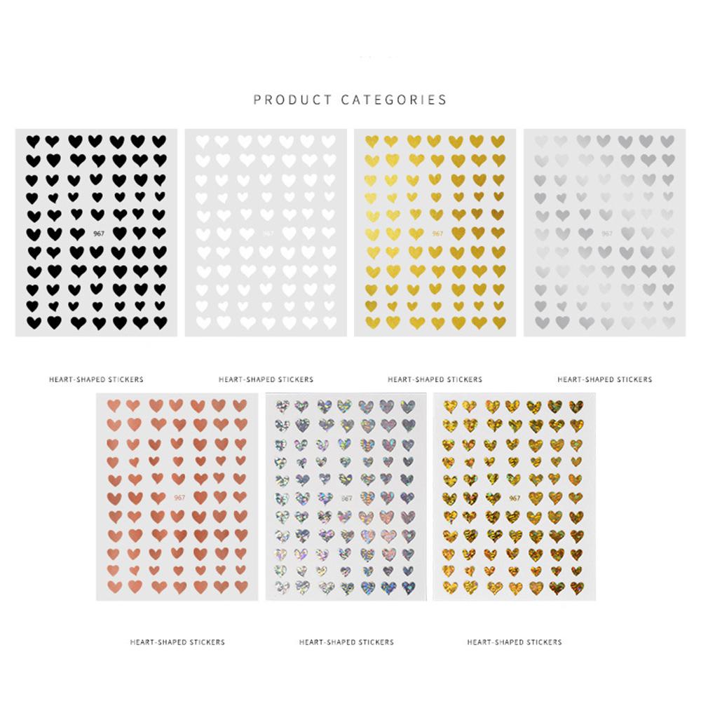 QQMALL 1 Miếng Dán Trang Trí Móng Tay Hình Trái Tim Màu Đen / Bạc DIY