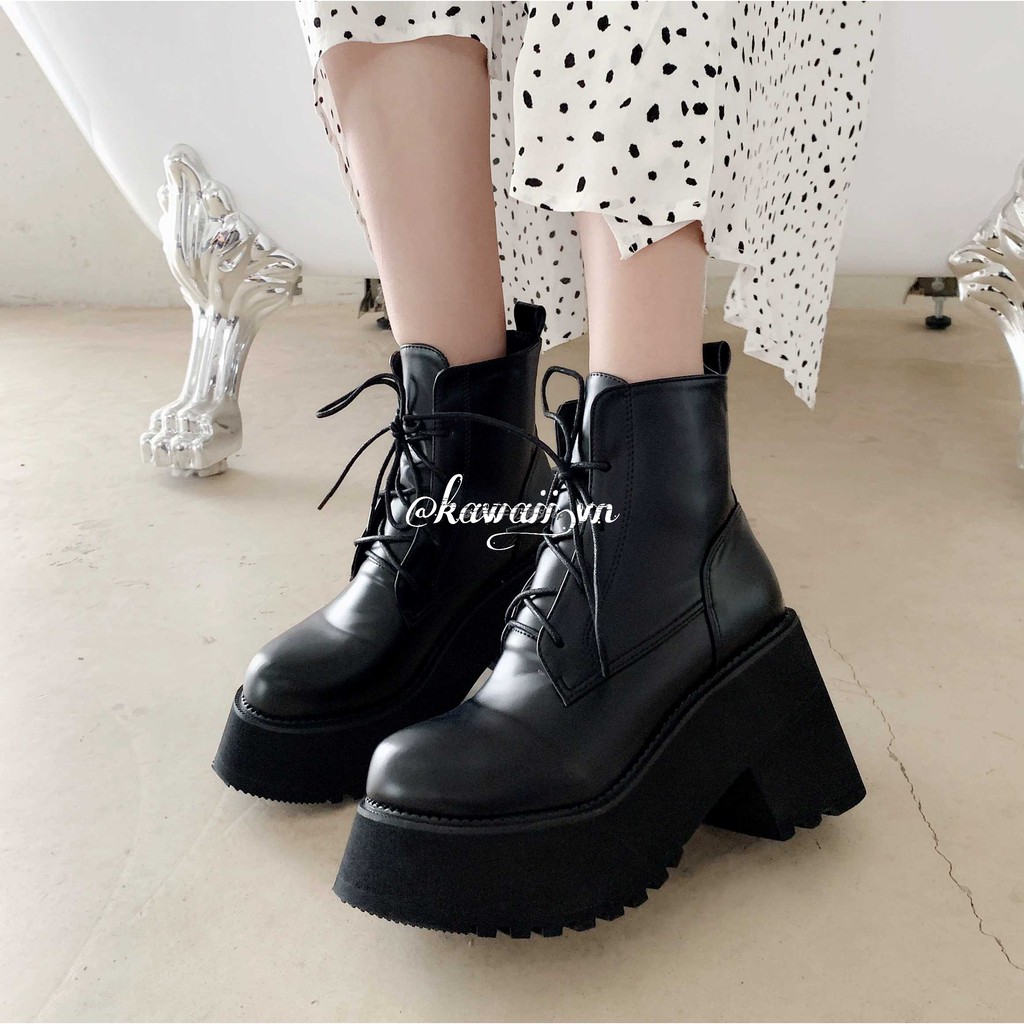 [Có sẵn] HIGH HEELS BOOTS - Giày Boots Cao Gót 8cm chọi bể đầu Kawaii.vn (Ảnh thật shop tự thực hiện) | BigBuy360 - bigbuy360.vn