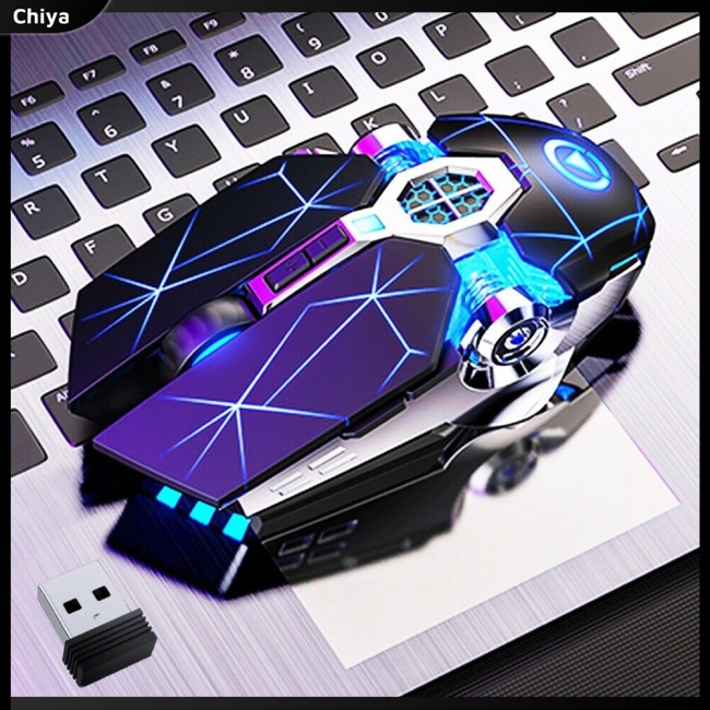 Chuột Quang Không Dây 2.4g 1600dpi Đèn Led 7 Màu Sắc Có Thể Sạc Lại Dành Cho Pc Laptop