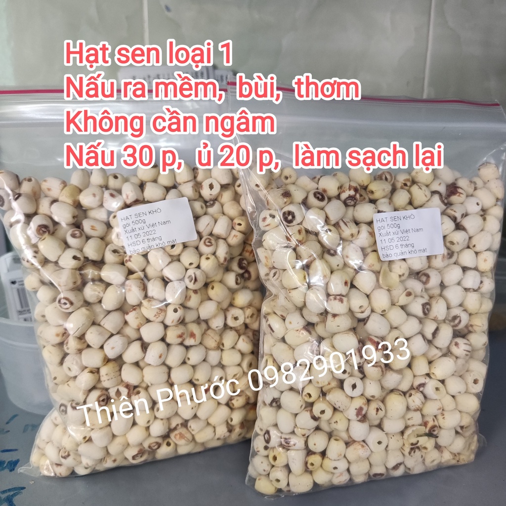 Hạt sen khô - 500g - loại nấu nhanh mềm, thơm và bùi bùi