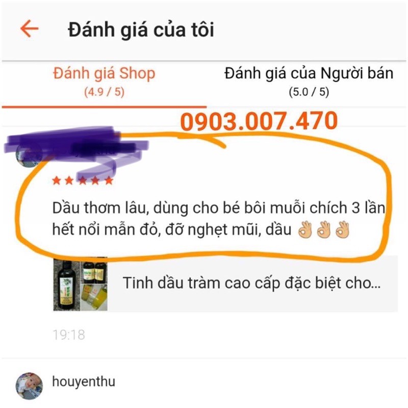 Dầu tràm cao cấp bôi muỗi đốt chai 10ml